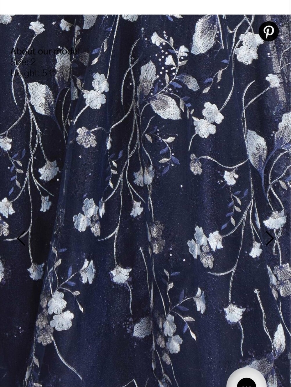 Teri Jon Navy Maxi Dress with Silver Floral Embroidery - Picture 14 of 14